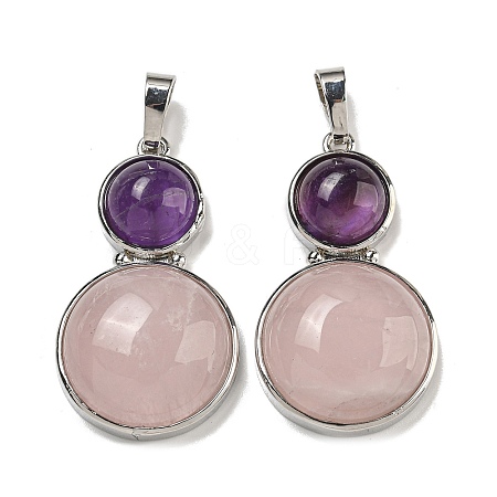 Natural Rose Quartz & Natural Amethyst Pendants G-G147-06P-08-1