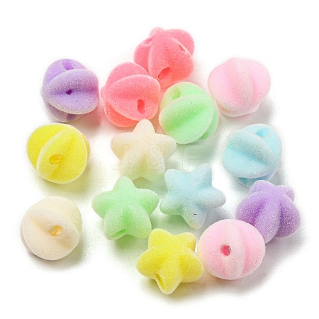 Flocky Acrylic Beads FIND-L014-01-1