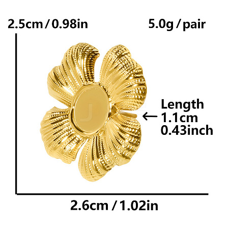 304 Stainless Steel Flower Stud Earrings for Women ZQ3075-2-1