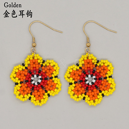 Bohemian Style Glass Beaded Flower Fashion Dangle Earrings JS3364-1-1