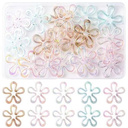 20Pcs 5 Colors Plated UV Acrylic Beads TACR-FS0001-66-1