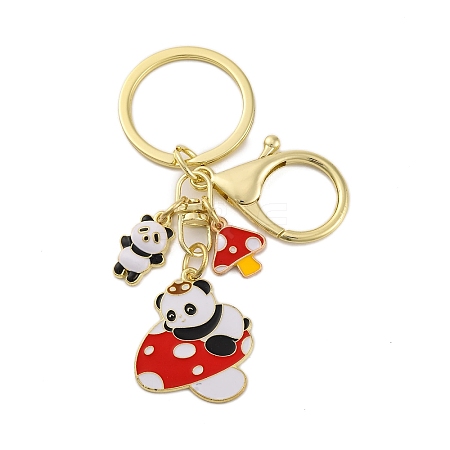 Rack Plating Panda Zinc Alloy Enamel Pendant Keychain KEYC-G064-01F-1