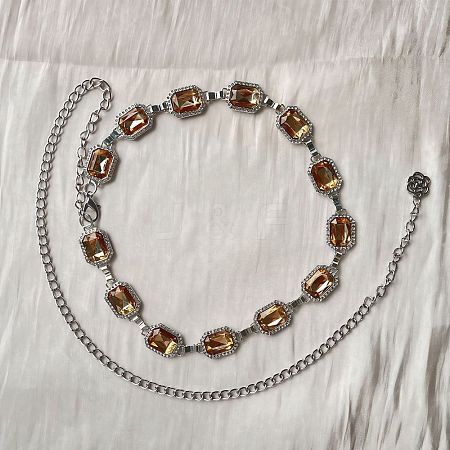 Bohemian Style Alloy Rhinestone Rectangle Link Chain Waist Belly Chains FS-WGF667A-06-1