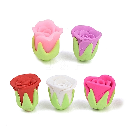 Handmade Polymer Clay Rose Flower Cabochons PY-CBA4D86-02D-1
