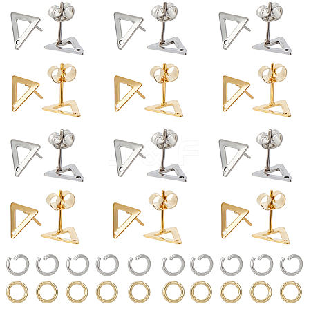 SUNNYCLUE 80Pcs 2 Colors 201 Stainless Steel Stud Earring Findings with Hole DIY-SC0023-55-1