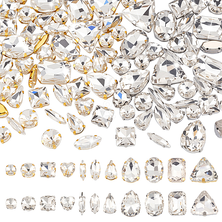 2 Bags 2 Colors Glass Sew on Rhinestones GACR-PH0008-04-1