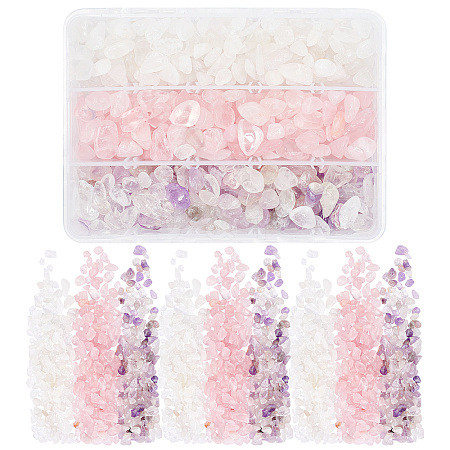   3 bags 3 Style Cherry Quartz Glass & Natural Amethyst & Quartz Crystal Beads G-PH0001-41-1