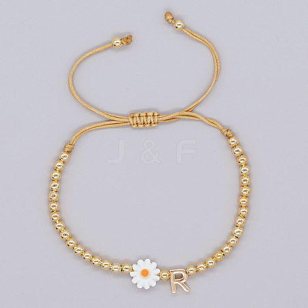 Golden Tone Daisy Braided Bead Bracelets WY1454-18-1