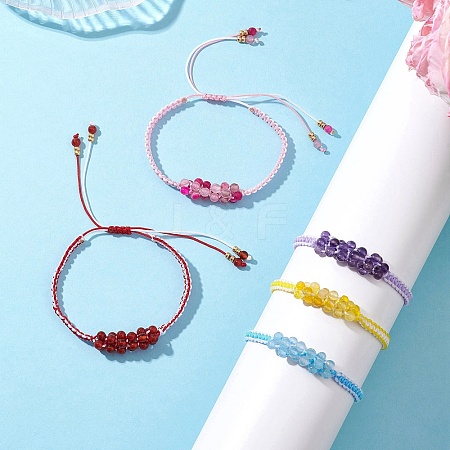 Natural Mixed Gemstone Beaded Braided Bead Bracelets BJEW-MZ00253-1