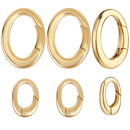 8Pcs 2 Styles Rack Plating Brass Spring Gate Rings KK-BBC0014-15-1