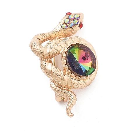 Snake Alloy Rhinestone Brooches LS-JEWB-E041-03KCG-1