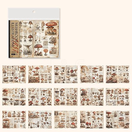 3 Styles Retro Sealing Stickers with Butterfly and Mushrooms DIY-Z038-09B-1