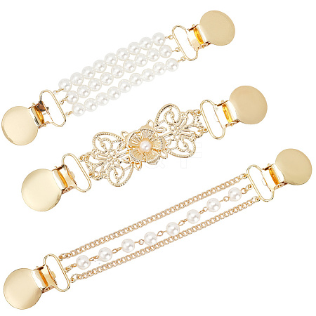 3Pcs 3 Styles Alloy Cardigan Clips FIND-GF0008-21-1