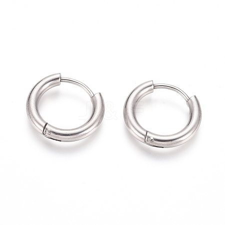 Tarnish Resistant 202 Stainless Steel Huggie Hoop Earrings A-EJEW-F111-16mm-P-1