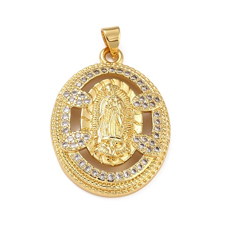 Brass Micro Pave Clear Cubic Zirconia Pendants ZIRC-A021-40G-1