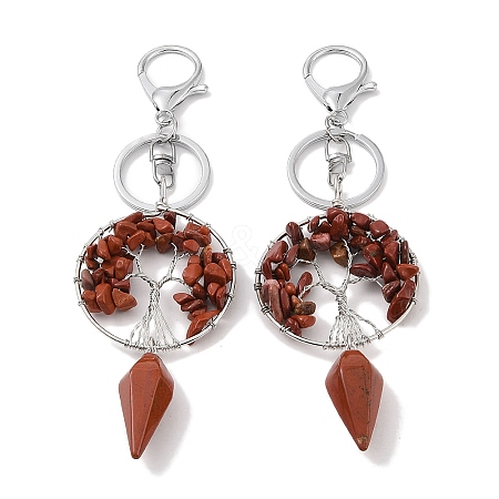 Natural Red Jasper Gemstone Keychain KEYC-K022-01P-14-1