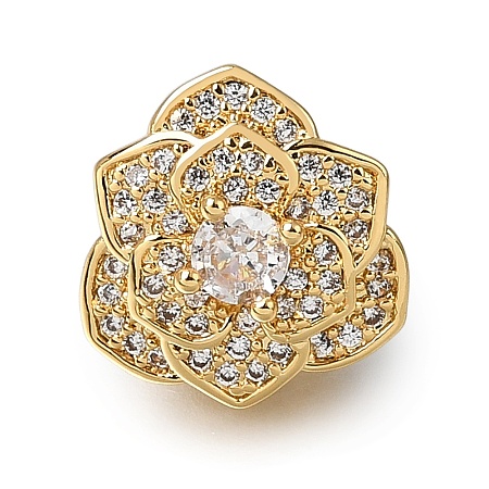 Brass Micro Pave Clear Cubic Zirconia Slide Charms CU-CBA4292-01G-1