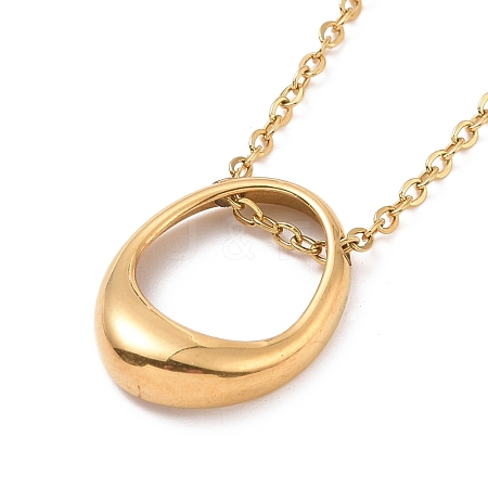 Ion Plating(IP) 304 Stainless Steel Oval Pendant Necklace for Men Women NJEW-A004-05G-1
