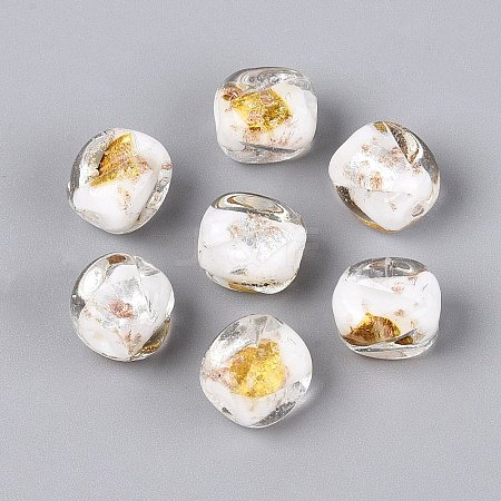 Handmade Gold & Silver Foil Glass Beads FOIL-Q003-01J-1