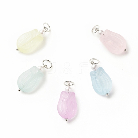 Flower Transparent Acrylic Pendants PALLOY-JF01483-1