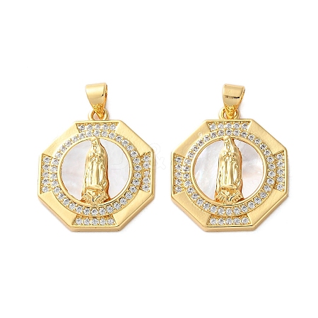 Brass Micro Pave Cubic Zirconia Pendants KK-U070-13B-G-1