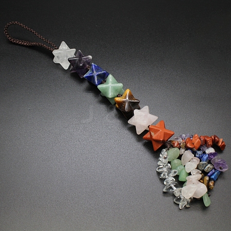 Chakra Natural Quartz Crystal & Amethyst & Sodalite & Green Aventurine & Tiger Eye & Red Jasper Pendant Decorations PW-WG9D400-05-1