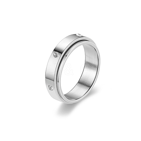 Rotating 201 Stainless Steel Finger Rings for Men Women PW-WGF9BE0-02-1