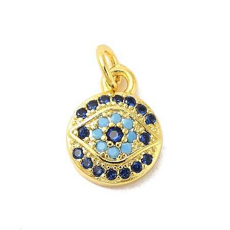 Real 18K Gold Plated Rack Plating Brass Micro Pave Cubic Zirconia Pendants Charms KK-S396-01F-1