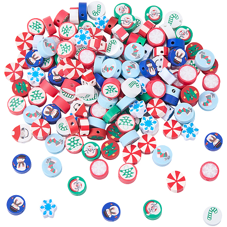 200Pcs 10 Styles Christmas Theme Handmade Polymer Clay Beads CLAY-SC0002-54-1
