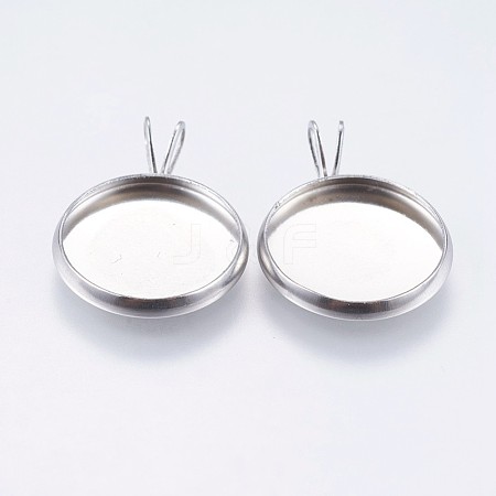 Tarnish Resistant 304 Stainless Steel Pendant Cabochon Settings STAS-I097-059-14MM-1