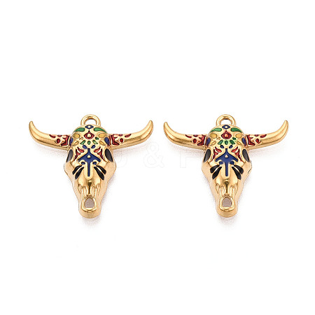 304 Stainless Steel Enamel Pendants STAS-N124-09B-G-1