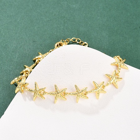 Brass Link Chain Bracelets for Women BJEW-L707-04G-03-1