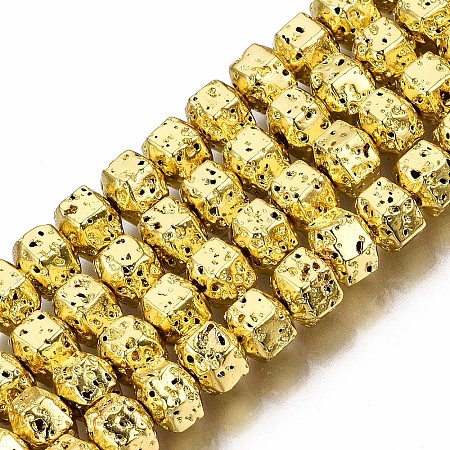 Electroplated Natural Lava Rock Beads Strands G-T114-64G-1
