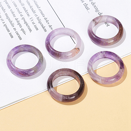 Natural Amethyst Plain Band Finger Rings LS-PW-WG26698-02-1