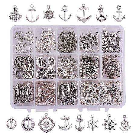 Tibetan Silver Anchor & Helm Pendants TIBEP-PH0004-15AS-1