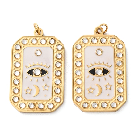 Ion Plating(IP) 304 Stainless Steel Rhinestone Enamel Pendants STAS-Q333-03G-1