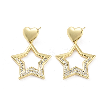 Rack Plating Brass Micro Pave Cubic Zirconia Studs Earrings EJEW-B047-03G-04-1
