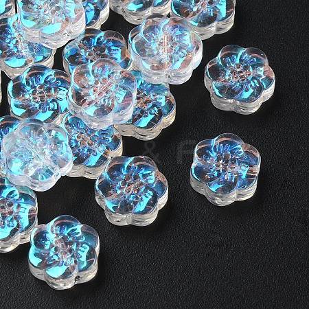 35Pcs Transparent Spray Painted Glass Beads GLAA-YW0001-73A-1