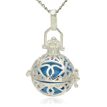 Silver Color Plated Brass Hollow Round Cage Pendants LS-KK-J240-02S-1