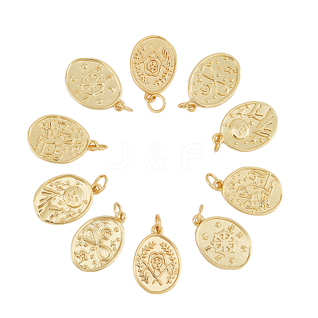 10Pcs 5 Style Rack Plating Brass Pendants KK-DC0002-67-1