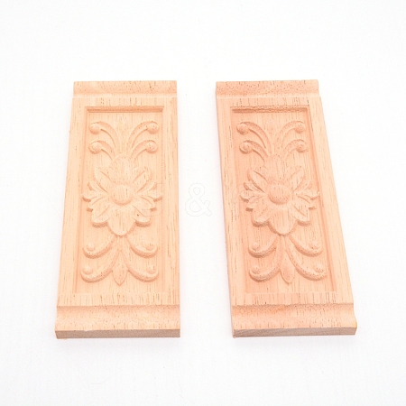 Natural Solid Wood Carved Onlay Applique Craft WOOD-WH0101-66-1