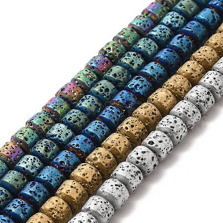 Electroplated Natural Lava Rock Beads Strands G-G984-06-1